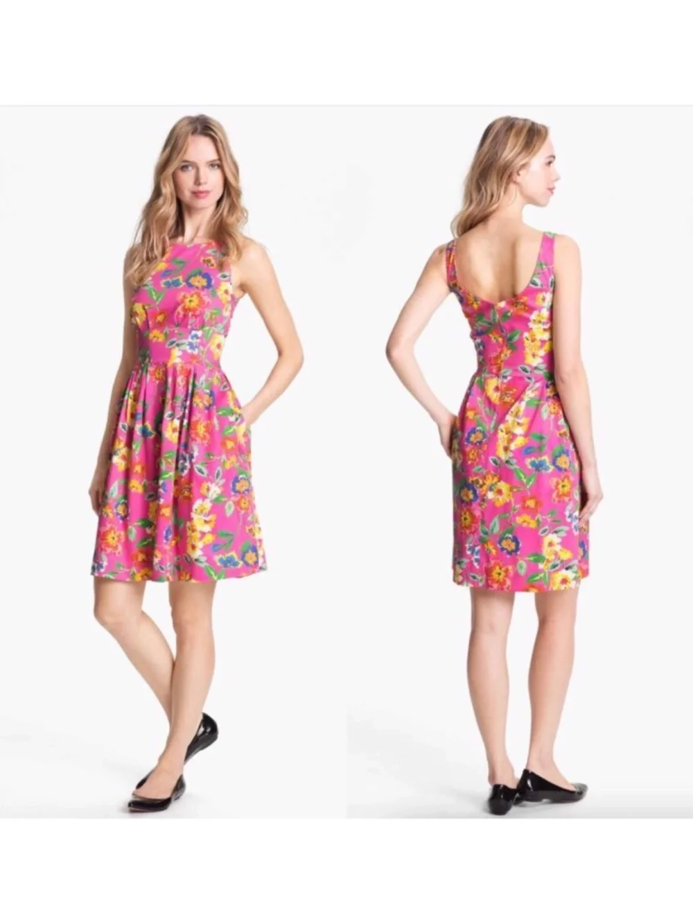 Kate Spade Sonja Pink Floral Pleated Dress Women’s Size 8